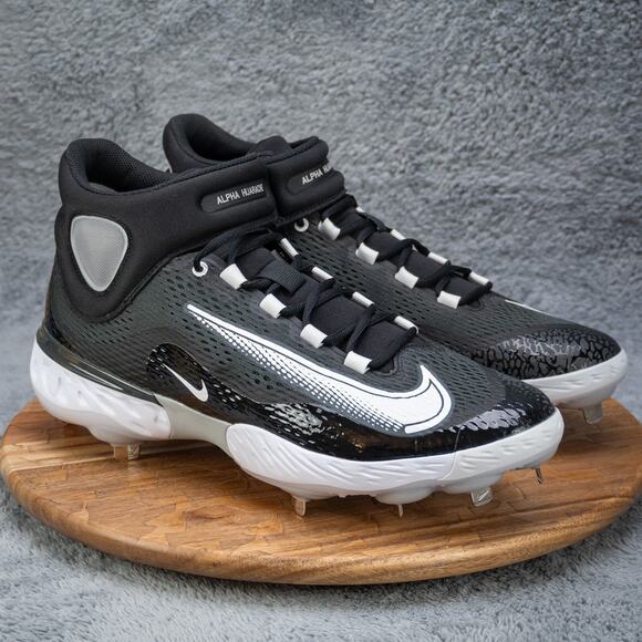 Nike Alpha Huarache Elite 4 Mid Metal‎ Baseball Cleats Black | White Sz 14 main image 3